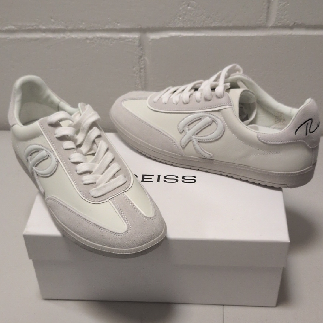 Reiss Off-White Leather & Suede Trainer Sneakers